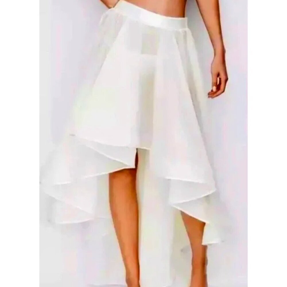 New! Victoria’s Secret High Low White Ruffle Skirt Sequin Waist 47363
